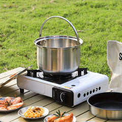 6pcs Stainless Steel Outdoor Cookware Set with Storage Bag