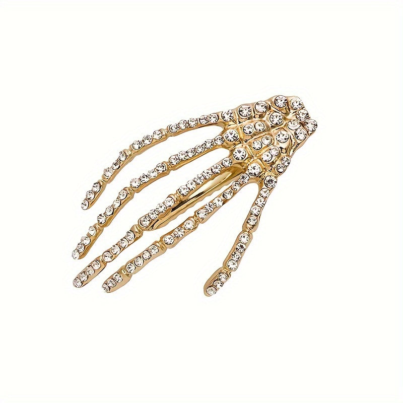 Halloween Hand Skeleton Hairpin Rhinestone Hair Clip