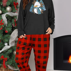 Christmas Loungewear Set Snowman & Leopard Top & PJs