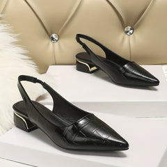 Low Heeled Slingback Sandals Pointed Toe Elastic Slip On Shoes