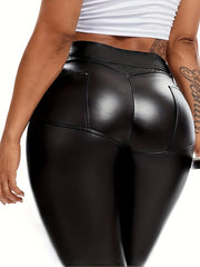 High Stretch Faux Leather Fitness Leggings