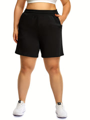 Sporty Shorts Women's Plus Elastic High Rise Stretch Shorts