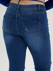 Casual Jeans Women's Plus Button Fly High Stretch Tapered Jeans