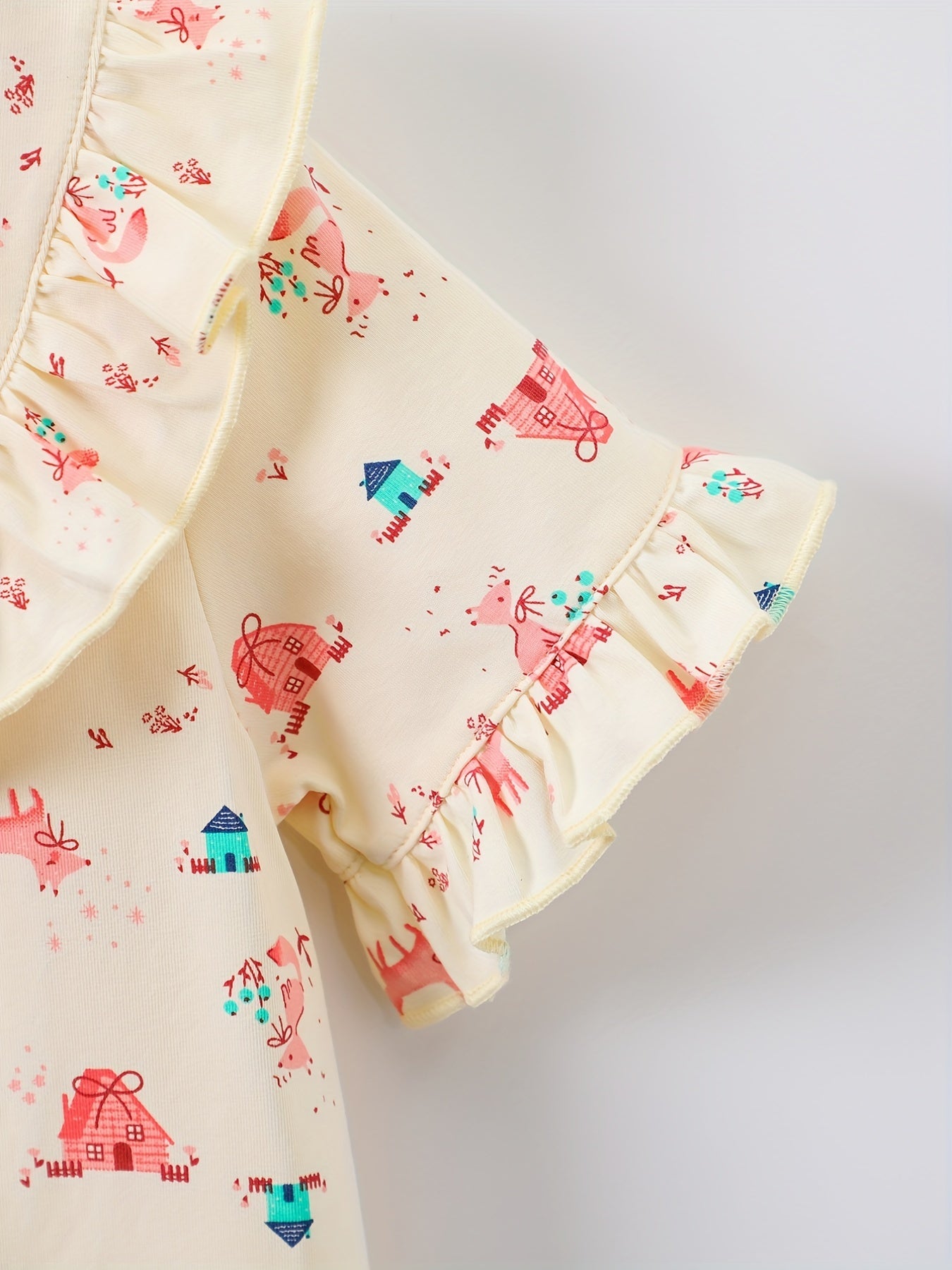 Toddler Girls Ruffle Trim Bow Puppy House Dress