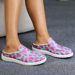 Pink Spot Flat Mules Sneakers Slip-On Canvas Shoes