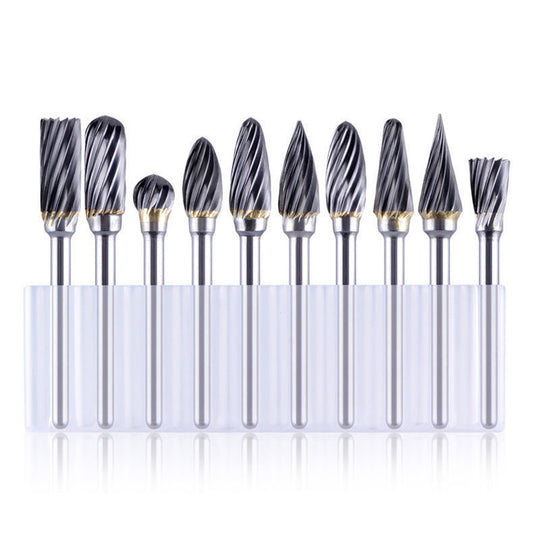 10PCs Tungsten Carbide Burr Set 1 8 Shank Diamond Files Rotary Tool
