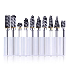 10PCs Tungsten Carbide Burr Set 1 8 Shank Diamond Files Rotary Tool