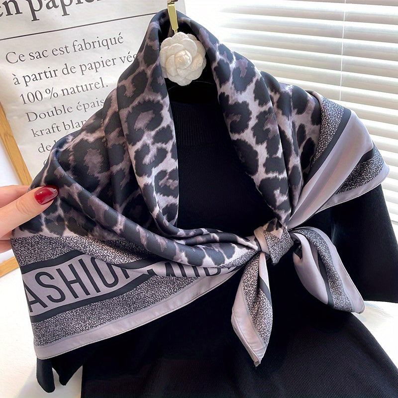 Leopard Print Shawl Large Square Scarf Outdoor Windproof Headwrap