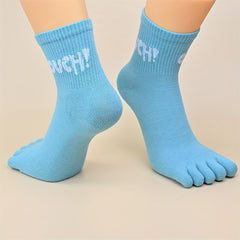 10 Pairs Striped 5 Finger Socks Mid Tube Women's Stockings