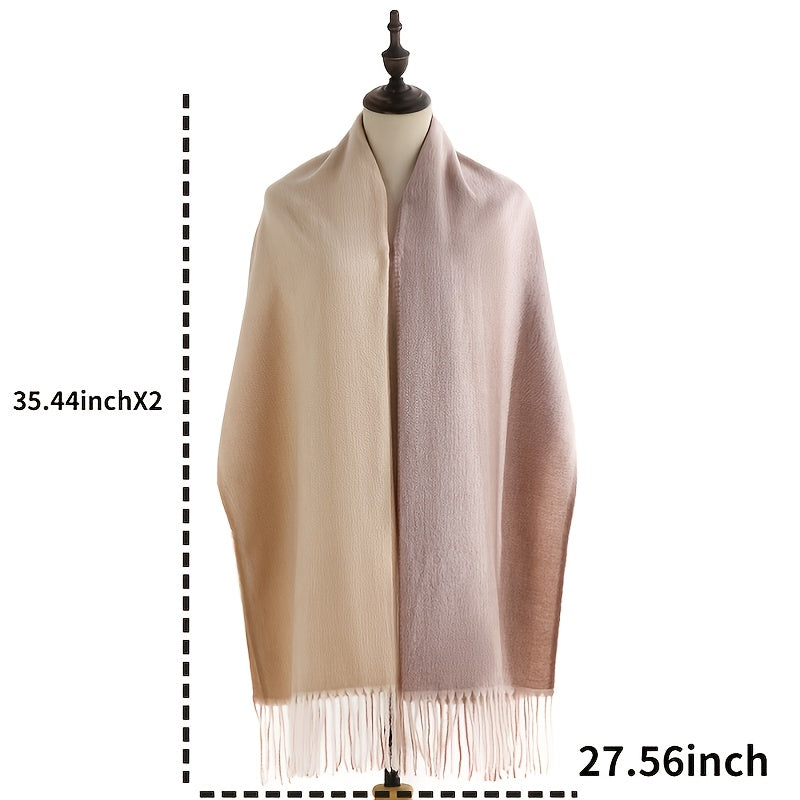 Women's Thermal Shawl with Tassel Faux Cashmere Scarf