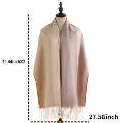 Women's Thermal Shawl with Tassel Faux Cashmere Scarf