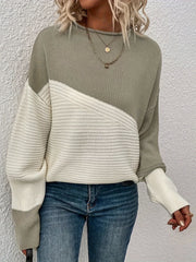 Colorblock Lantern Sleeve Sweater