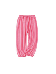 3pcs Girls Cotton Linen Casual Long Ankle Pants