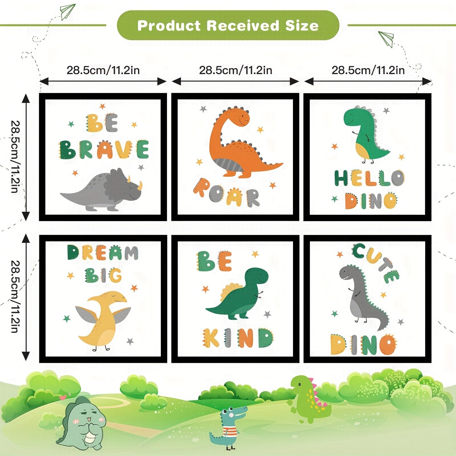 6pcs Dinosaur Wall Decal Poster Roaring Brave Friendly Bedroom Living Room Decor