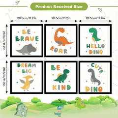 6pcs Dinosaur Wall Decal Poster Roaring Brave Friendly Bedroom Living Room Decor