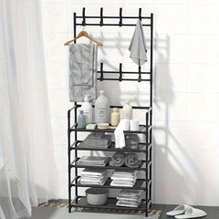 Shoe Rack Clothes Storage Shelf Hanging Stand Hats Coats Balcony Cloth
