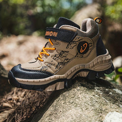 Boys' Durable Hiking Shoes, Hook & Loop Fastener, Comfy & Breathable, Anti-Skid