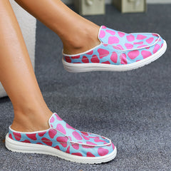 Pink Spot Flat Mules Sneakers Slip-On Canvas Shoes
