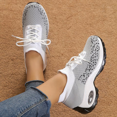 Women's Lace Up Dance Shoes Knitted Running Sneakers