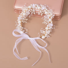 Floral Pearl Bridal Headband Flower Wedding Accessory