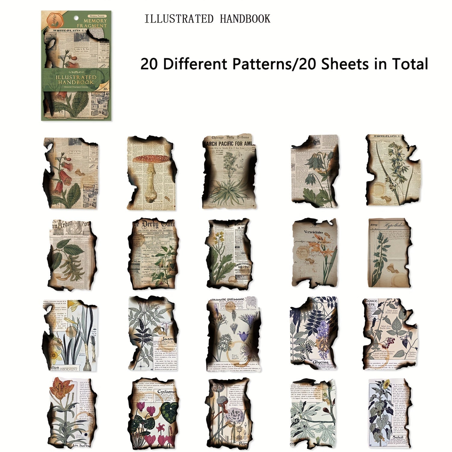 20pcs Vintage DIY Decoupage Paper for Crafts and Journals
