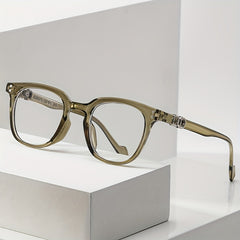 Men's Retro Square Frame Anti-Light Glasses with Anti-Press Box