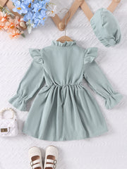 Girl's Ruffle Corduroy Tunic Dress For Party Going Out