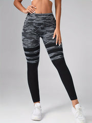 Camouflage Striped Leggings High Stretch Yoga Running Pants