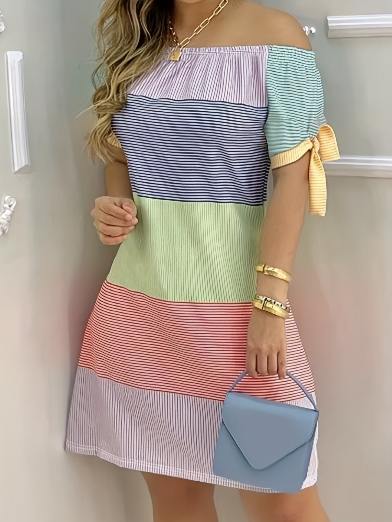 Off Shoulder Backless Mini Dress for Summer