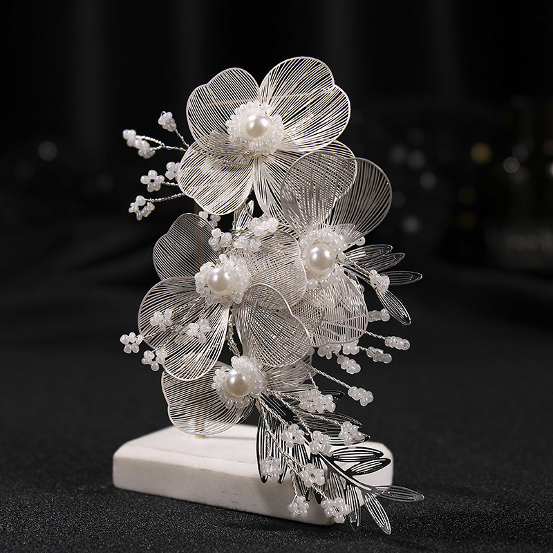 Faux Pearl Flower Wedding Hairband for Women
