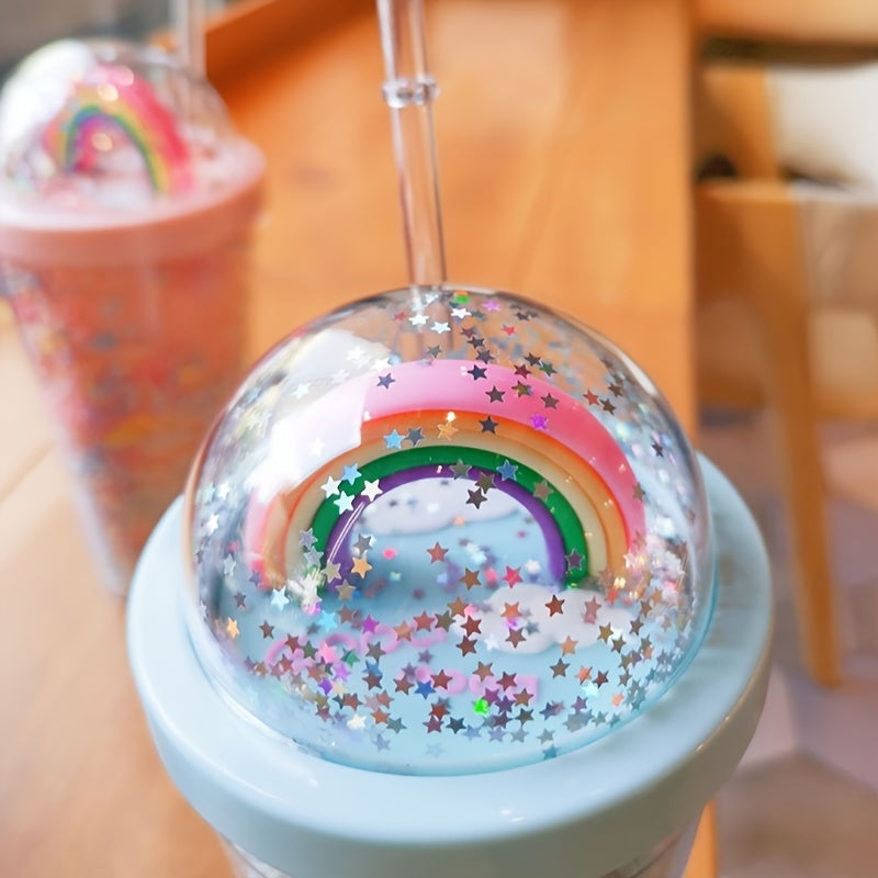 500ml Rainbow Bubble Double Layer Water Cup Large Capacity