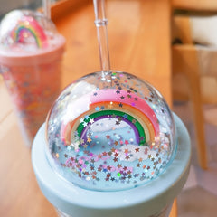 500ml Rainbow Bubble Double Layer Water Cup Large Capacity