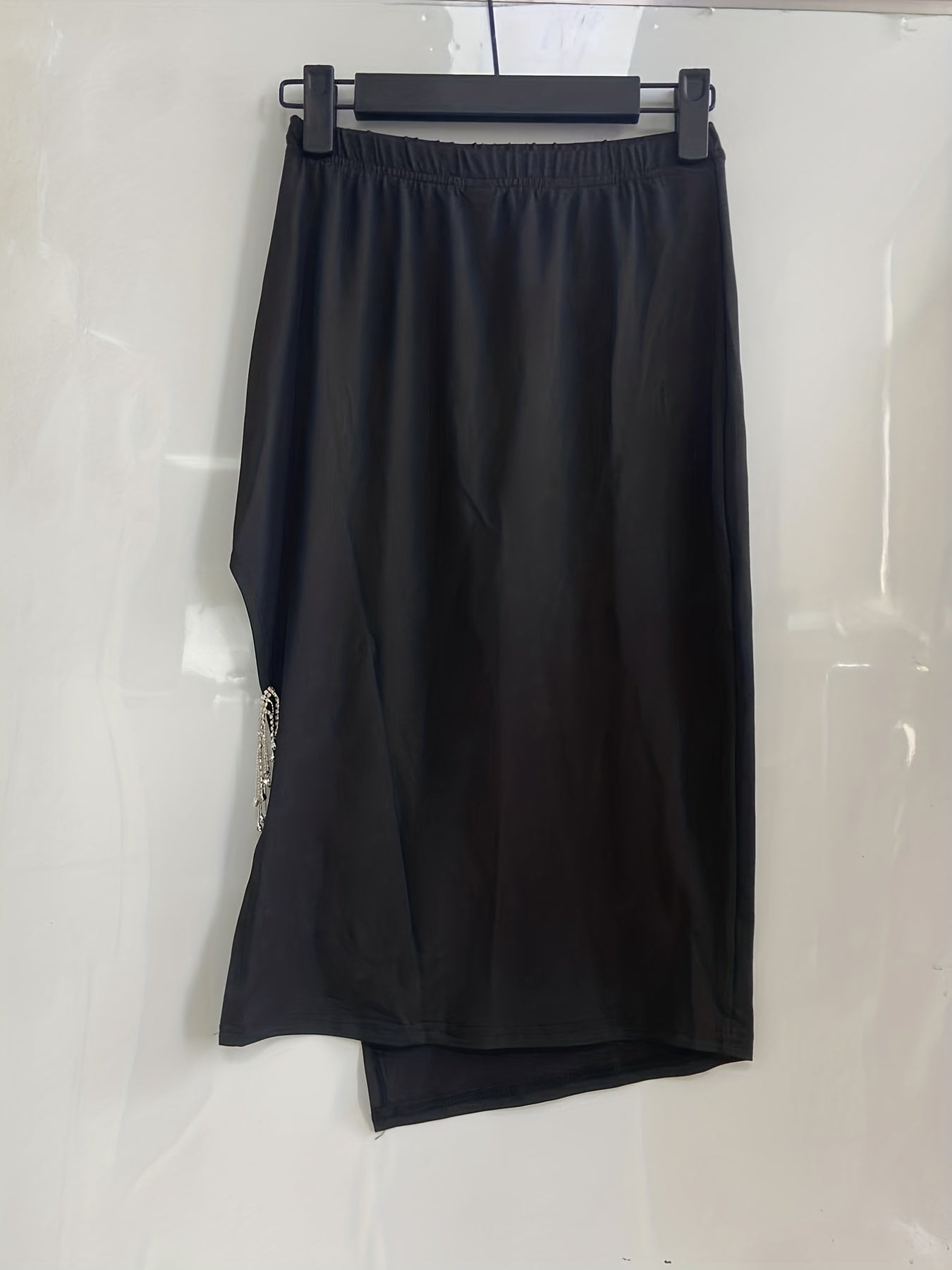 Tassel Two piece Set Crew Neck Long Sleeve Tops & Asymmetrical Skirts