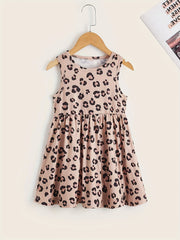Toddler Girls Leopard Graphic Dress For Party Kids Summer Clothes