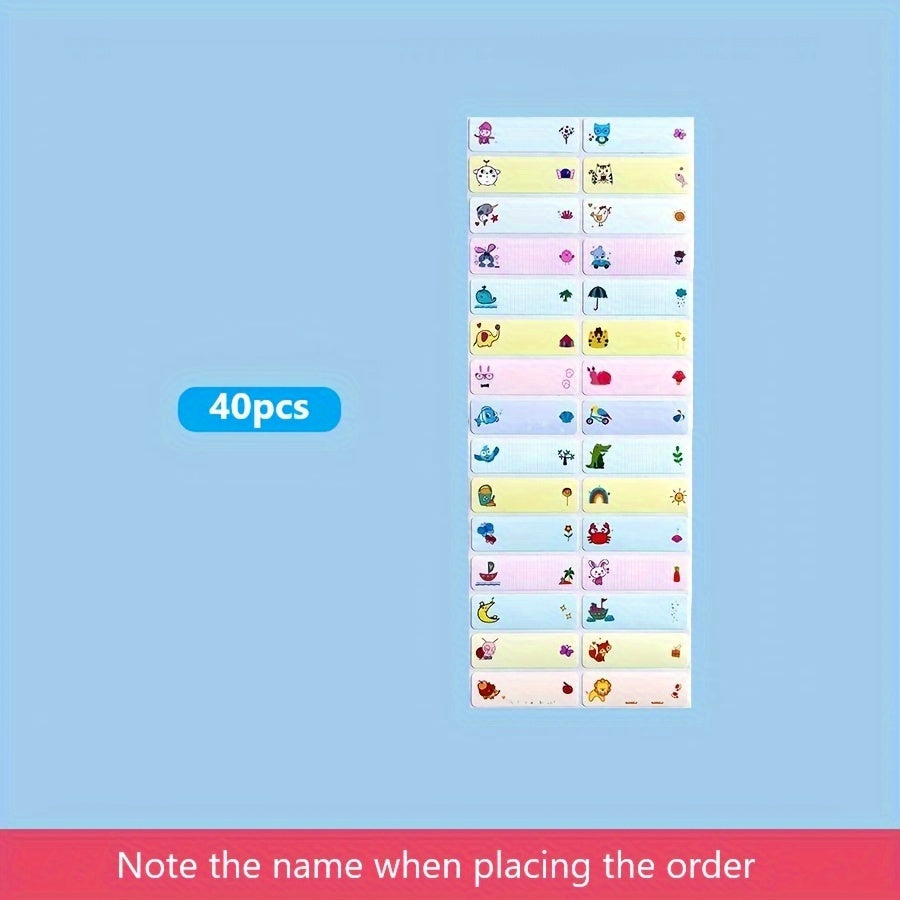 Cartoon Name Stickers - Waterproof & Stain Resistant - 40-180pcs