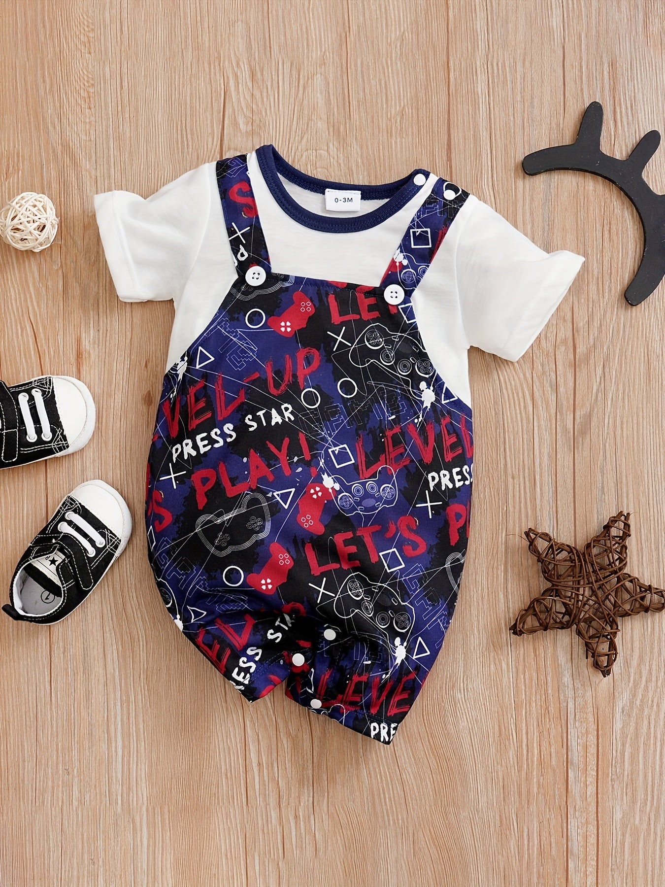 Newborn Infant Letter Print Romper Short Sleeve Jumpsuit