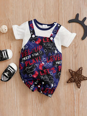 Newborn Infant Letter Print Romper Short Sleeve Jumpsuit