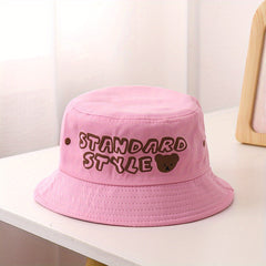 Kids Bear And Letter Graphic Bucket Hat Fisherman Hat Wide Brim Beach Basin Hat