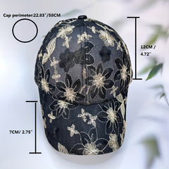 Flower Embroidery Baseball Cap Vintage Lace Mesh Lightweight Dad Hat