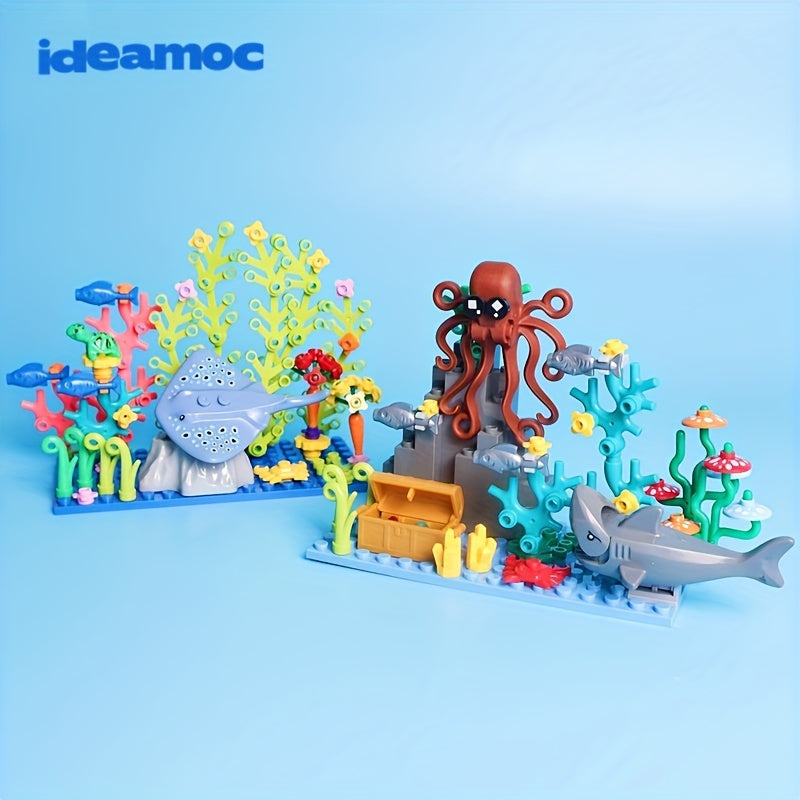 Vivid Underwater Building Blocks Set - Coral Reefs & Treasure