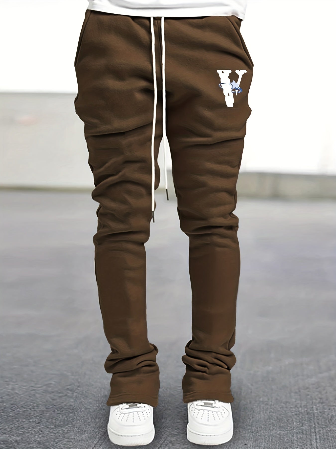Men s Flare Pants V Pattern Drawstring