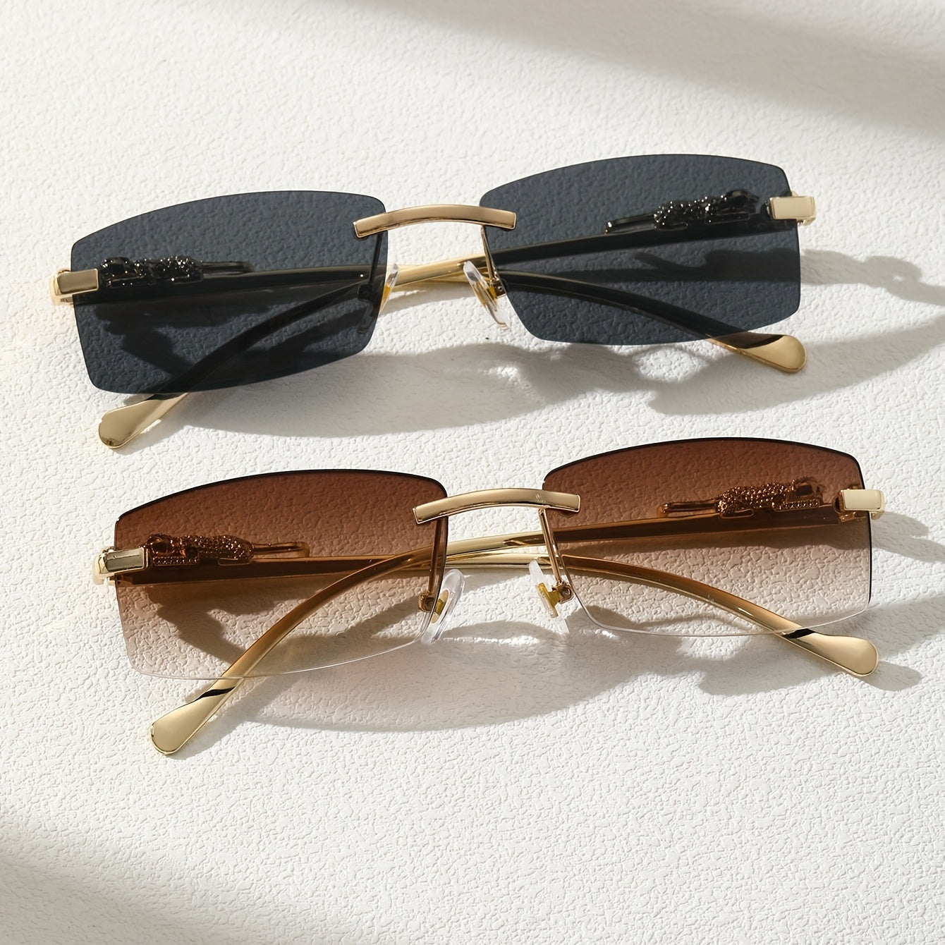 2pcs Metal Rimless Casual Sunglasses for Everyday Wear