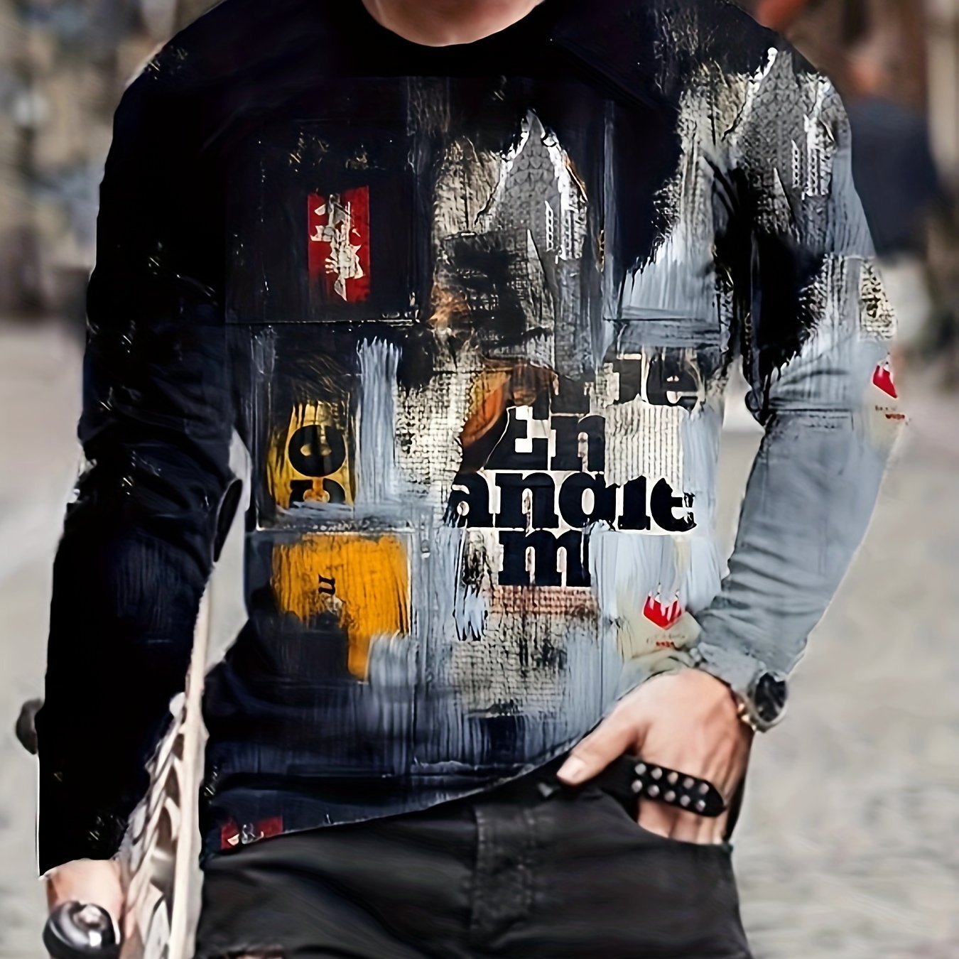 3D Digital Print Men's Long Sleeve T shirt