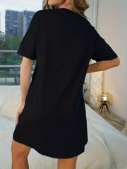 Casual Short Sleeve Crew Neck NightDress