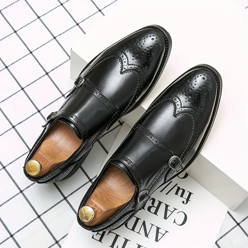 Men's Buckle Solid Business Casual Dress Shoes