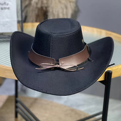 Western Cowboy Hat Wide Brim Hat with Wide Belt for Men