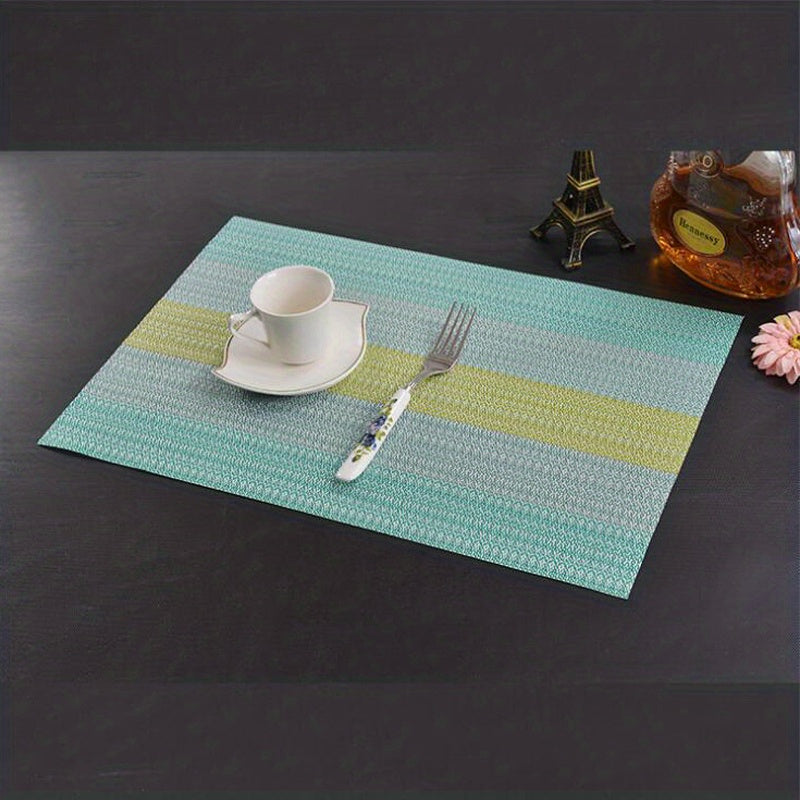 4pcs Teslin Pvc Placemat Heat Insulation Mat Bamboo Pattern