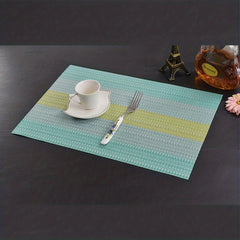 4pcs Teslin Pvc Placemat Heat Insulation Mat Bamboo Pattern
