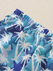 Boys Trees Print Casual Shorts for Vacation Beach Kids Summer Clothes