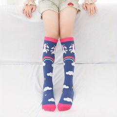 Girls Unicorn Print Over Knee Socks for Kids